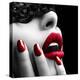 Beautiful Woman with Black Lace Mask over Her Eyes-Subbotina Anna-Premier Image Canvas