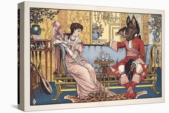 Beauty and the Beast, Pub. 1874 (Colour Litho)-Walter Crane-Premier Image Canvas