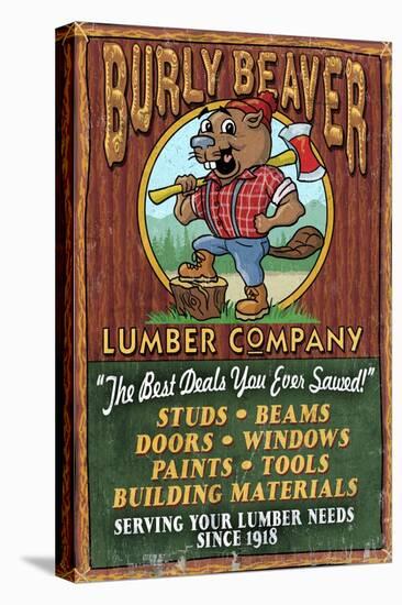 Beaver Lumber - Vintage Sign-Lantern Press-Stretched Canvas