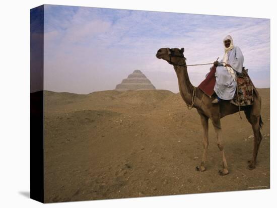 Bedouin Camel Rider in Front of Pyramid of Djoser, Egypt, North Africa-Staffan Widstrand-Premier Image Canvas