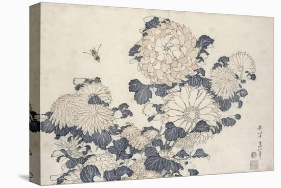 Bee and Chrysanthemums, from the Series Big Flowers-Katsushika Hokusai-Premier Image Canvas