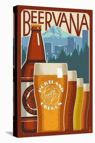 Beervana - Portland, Oregon-Lantern Press-Stretched Canvas