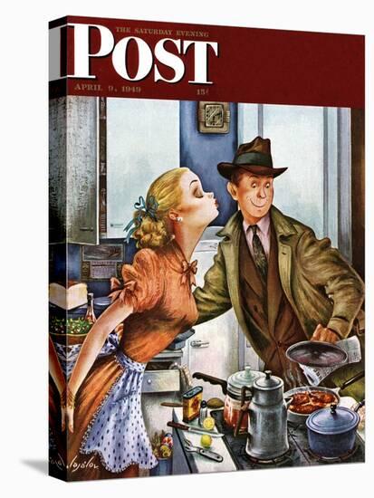 "Before Dinner Kiss?," Saturday Evening Post Cover, April 9, 1949-Constantin Alajalov-Premier Image Canvas