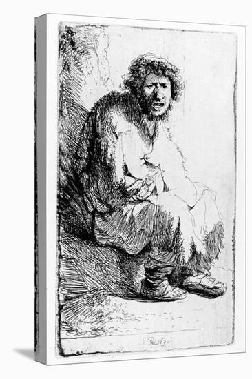 Beggar Seated on a Bank, 1630 (Etching)-Rembrandt van Rijn-Premier Image Canvas