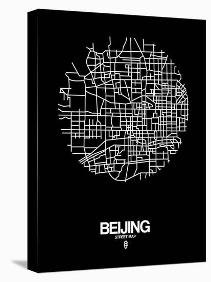 Beijing Street Map Black-NaxArt-Stretched Canvas