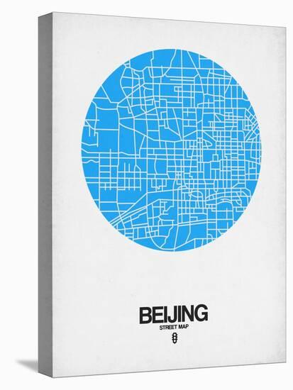 Beijing Street Map Blue-NaxArt-Stretched Canvas