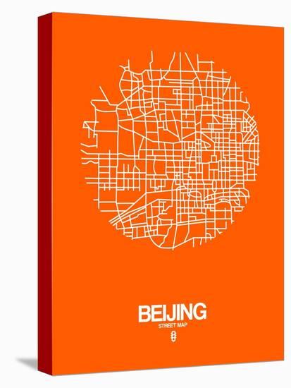 Beijing Street Map Orange-NaxArt-Stretched Canvas