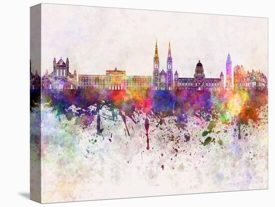 Belfast Skyline in Watercolor Background-paulrommer-Stretched Canvas