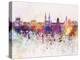 Belfast Skyline in Watercolor Background-paulrommer-Stretched Canvas