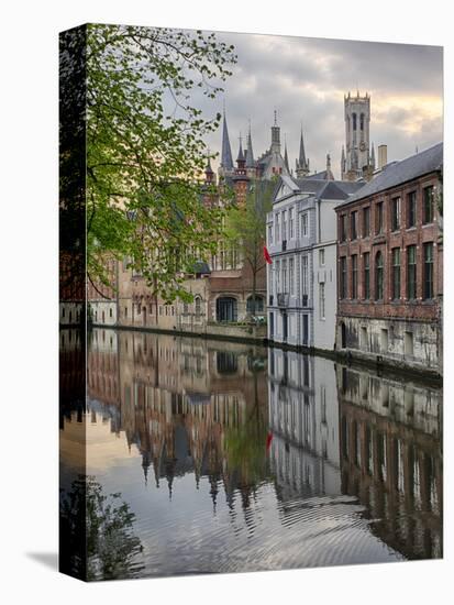 Belgium, Brugge, West Flanders, Canal Scene with homes and Bridge-Terry Eggers-Premier Image Canvas