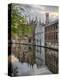 Belgium, Brugge, West Flanders, Canal Scene with homes and Bridge-Terry Eggers-Premier Image Canvas