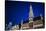 Belgium, Brussels. Grand Place, Holiday lights with a Christmas tree-Walter Bibikow-Premier Image Canvas