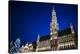 Belgium, Brussels. Grand Place, Holiday lights with a Christmas tree-Walter Bibikow-Premier Image Canvas