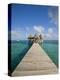 Belize, Ambergris Caye, San Pedro, Ramons Village Resort Pier and Palapa-Jane Sweeney-Premier Image Canvas