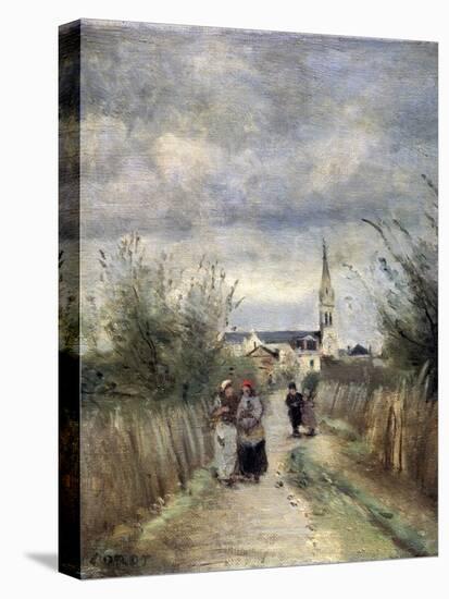 Bell Tower in Argenteuil (Road to the Churc), 1870S-Jean-Baptiste-Camille Corot-Premier Image Canvas