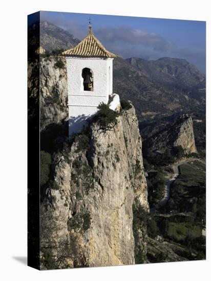 Bell Tower in Village on Steep Limestone Crag, Guadalest, Costa Blanca, Valencia Region, Spain-Tony Waltham-Premier Image Canvas