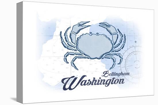 Bellingham, Washington - Crab - Blue - Coastal Icon-Lantern Press-Stretched Canvas