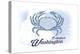 Bellingham, Washington - Crab - Blue - Coastal Icon-Lantern Press-Stretched Canvas