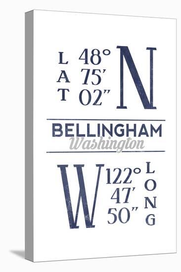 Bellingham, Washington - Latitude and Longitude (Blue)-Lantern Press-Stretched Canvas