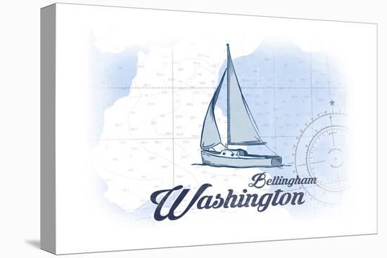 Bellingham, Washington - Sailboat - Blue - Coastal Icon-Lantern Press-Stretched Canvas