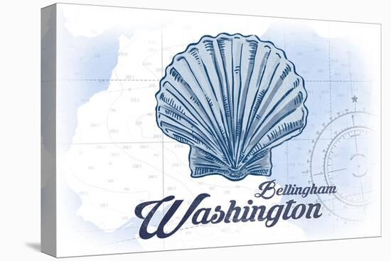 Bellingham, Washington - Scallop Shell - Blue - Coastal Icon-Lantern Press-Stretched Canvas