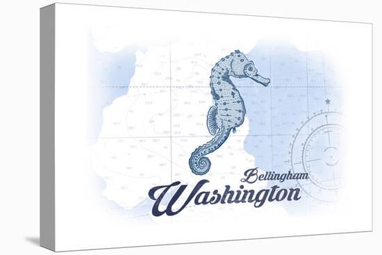 Bellingham, Washington - Seahorse - Blue - Coastal Icon-Lantern Press-Stretched Canvas