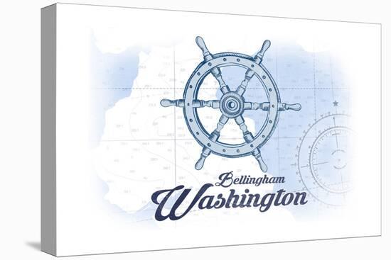 Bellingham, Washington - Ship Wheel - Blue - Coastal Icon-Lantern Press-Stretched Canvas