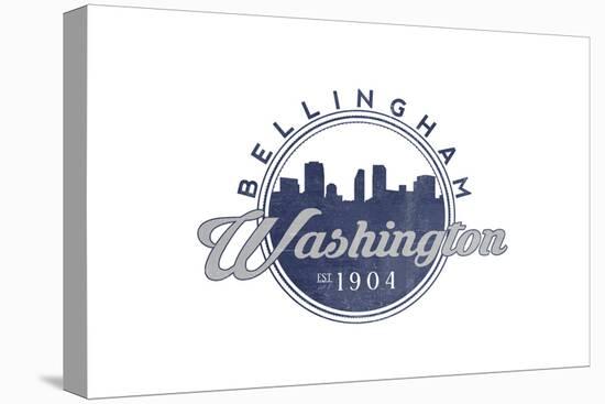 Bellingham, Washington - Skyline Seal (Blue)-Lantern Press-Stretched Canvas