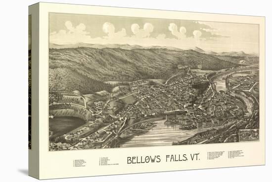 Bellows Falls, Vermont - Panoramic Map-Lantern Press-Stretched Canvas