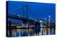 Ben Franklin Bridge at dusk, Philadelphia, Pennsylvania, USA-null-Premier Image Canvas