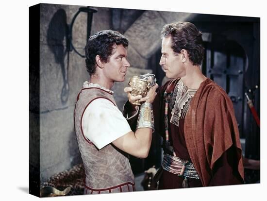 BEN-HUR, 1959 directed by WILLIAM WYLER Stephen Boyd and Charlton Heston (photo)-null-Stretched Canvas