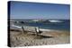 Bench on Beach with Waves, Monterey Peninsula, California Coast-Sheila Haddad-Premier Image Canvas