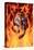 Bengal Tiger Jumping in Flames-null-Stretched Canvas