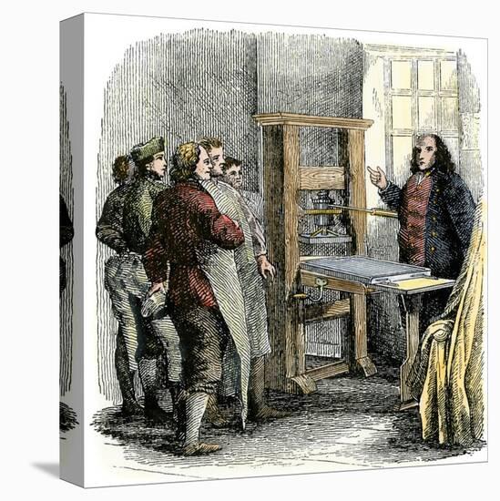 Benjamin Franklin at His Printing Press, Philadelphia-null-Premier Image Canvas