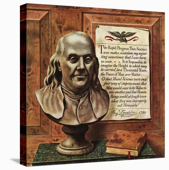"Benjamin Franklin - bust and quote," January 19, 1946-John Atherton-Premier Image Canvas