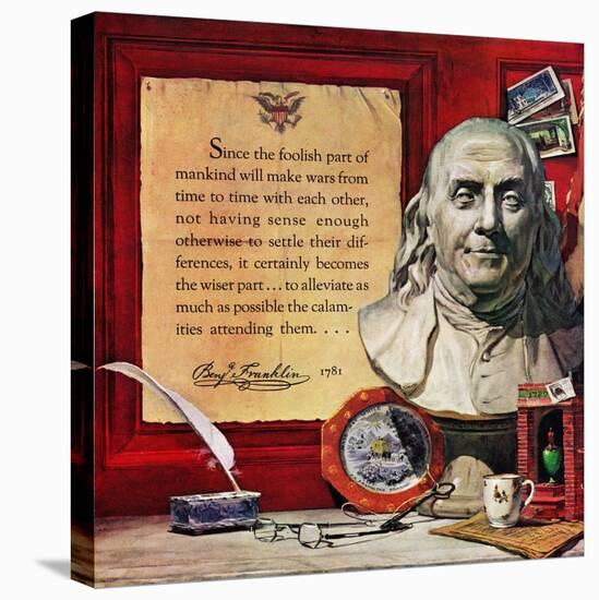 "Benjamin Franklin - Bust and Quote", January 19, 1957-Stanley Meltzoff-Premier Image Canvas