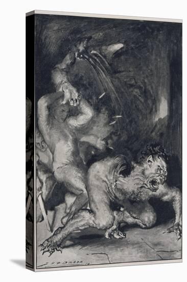 Beowulf Who Has the Strength of Thirty Men Rips off the Arm of Grendel the Monster-John Henry Frederick Bacon-Premier Image Canvas