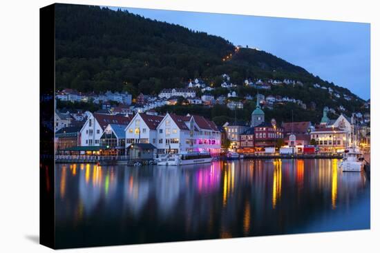 Bergen's Picturesque Bryggen District Illuminated at Dusk-Doug Pearson-Premier Image Canvas