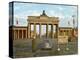 Berlin Divided: The Brandenburg Gate Stands Isolated Between East and West Berlin-null-Premier Image Canvas