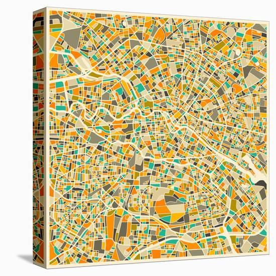Berlin Map-Jazzberry Blue-Stretched Canvas
