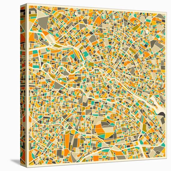 Berlin Map-Jazzberry Blue-Stretched Canvas