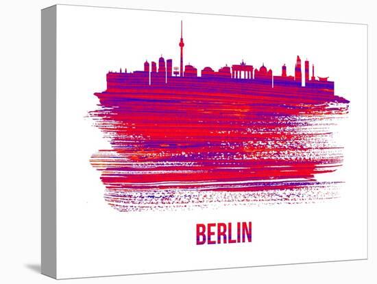 Berlin Skyline Brush Stroke - Red-NaxArt-Stretched Canvas