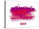 Berlin Skyline Brush Stroke - Red-NaxArt-Stretched Canvas