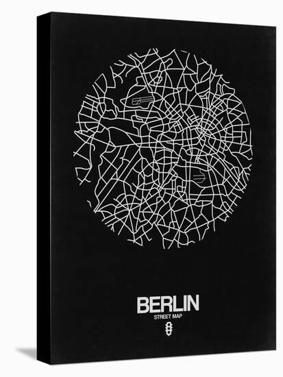 Berlin Street Map Black-NaxArt-Stretched Canvas
