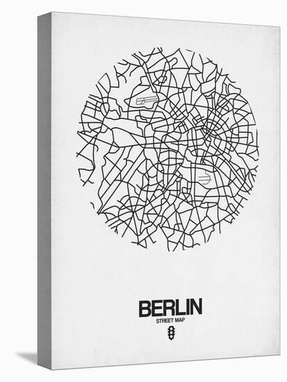 Berlin Street Map White-NaxArt-Stretched Canvas