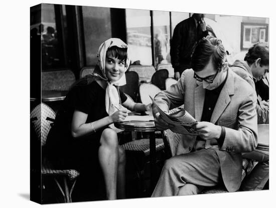Bernadette Lafont and Claude Chabrol sur le tournage du film Les Godelureaux by ClaudeChabrol, 1961-null-Stretched Canvas