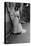 Bernadette Lafont, as young woman (15) in Nimes, 1953 (b/w photo)-null-Stretched Canvas