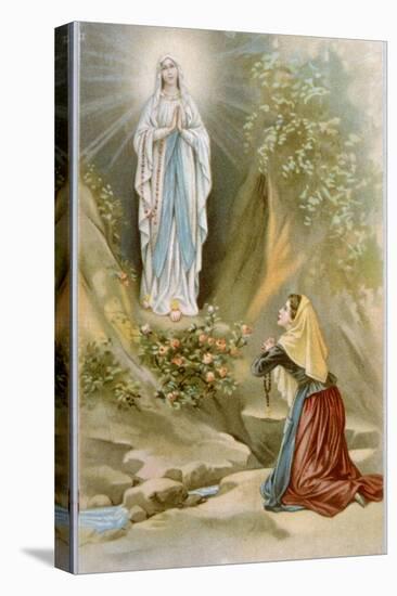 Bernadette Soubirous While Gathering Firewood Sees the Virgin Mary in the Rocky Grotto at Lourdes-null-Premier Image Canvas