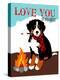 Bernese Mountain Dog - Love You S'More-Ginger Oliphant-Stretched Canvas