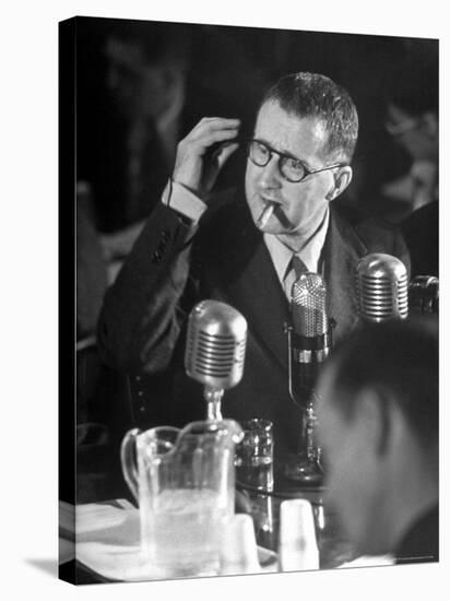 Berthold Brecht Smoking a Cigar During United Nations American Activities Hearing-Martha Holmes-Premier Image Canvas